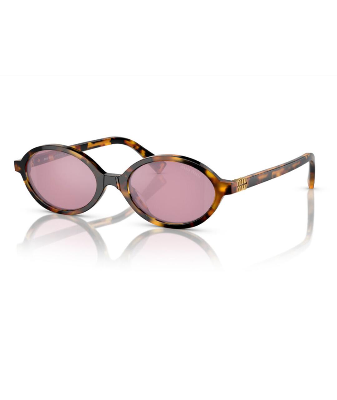 MIU MIU Коричневые пластиковые солнцезащитные очки, фото 1