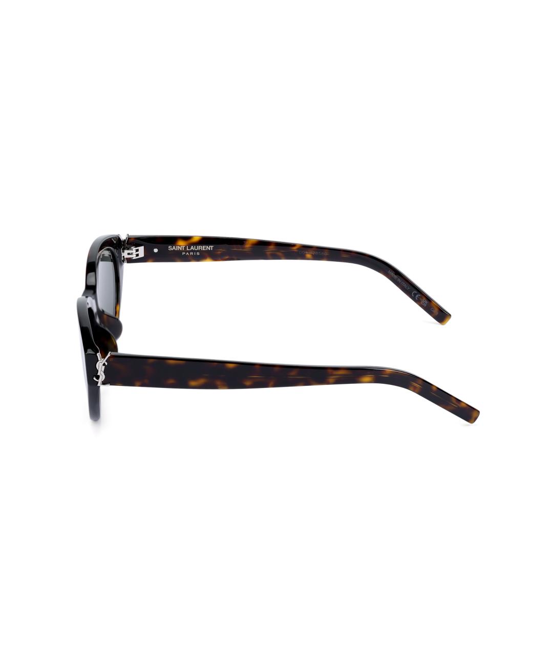 SAINT LAURENT Коричневые пластиковые солнцезащитные очки, фото 2