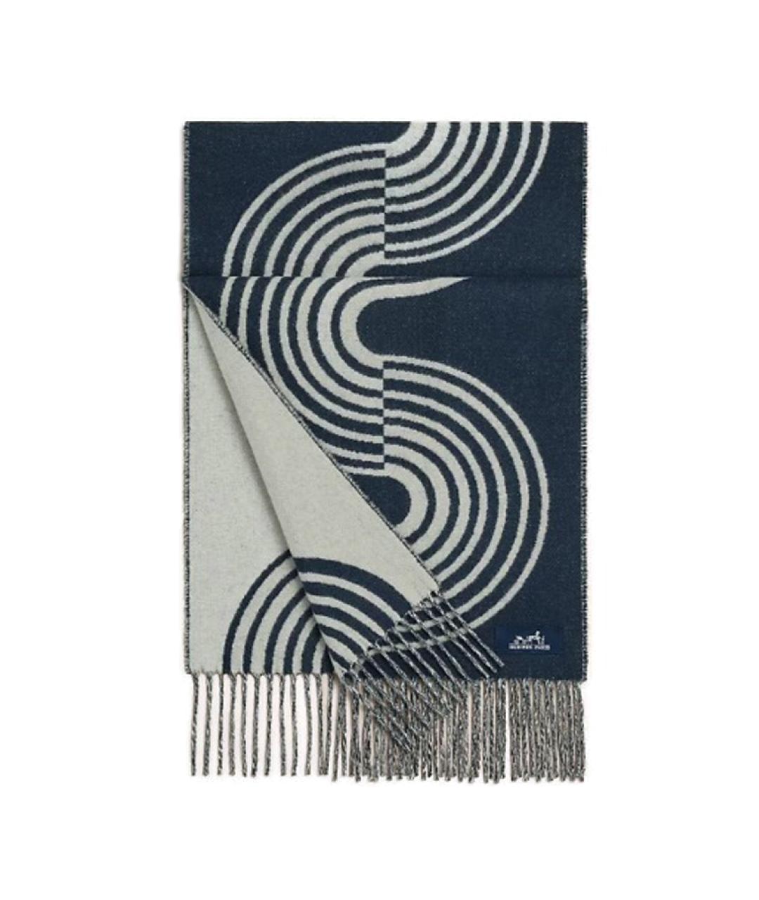 HERMES Темно-синий кашемировый шарф, фото 1