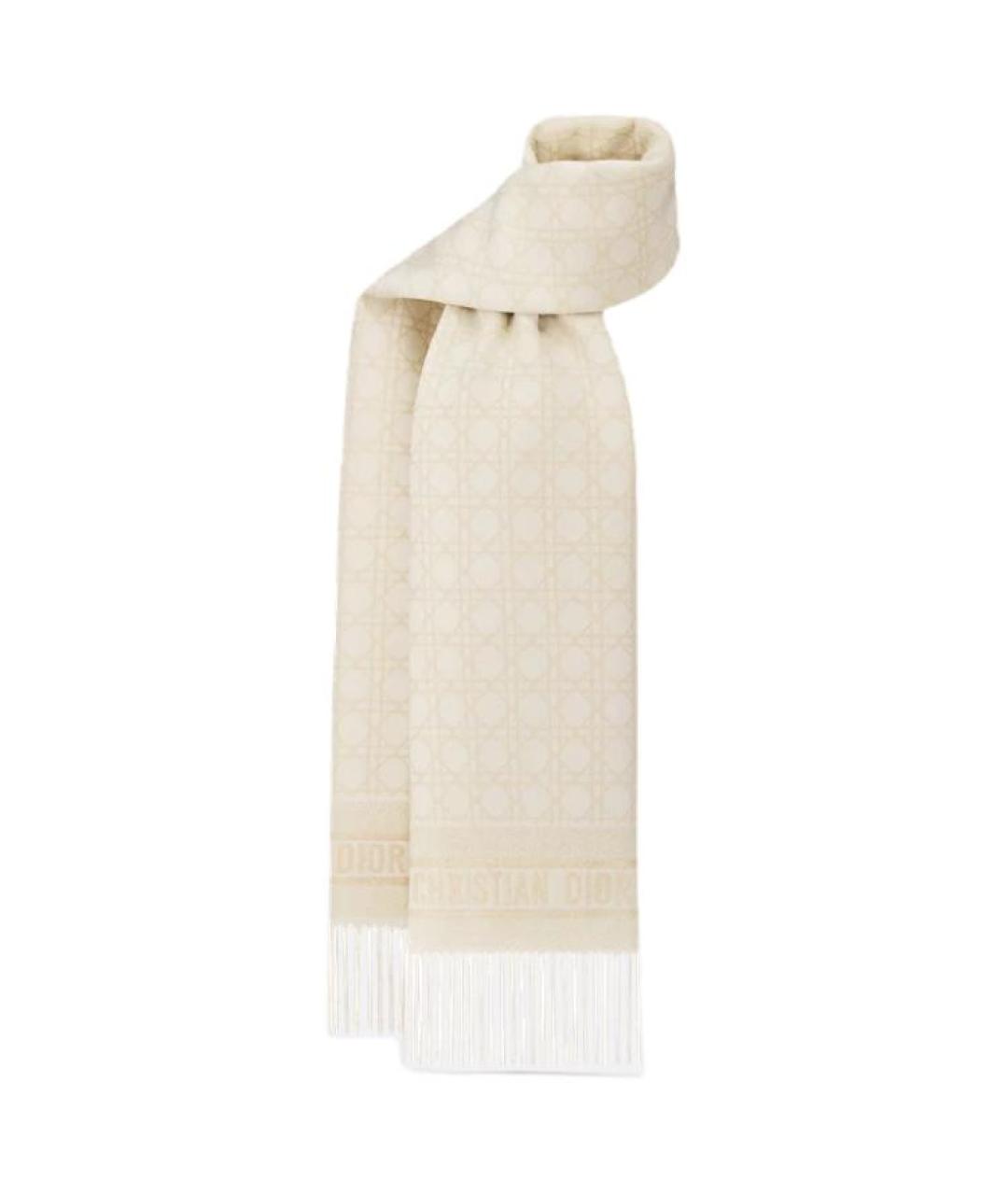 CHRISTIAN DIOR Бежевый кашемировый шарф, фото 3