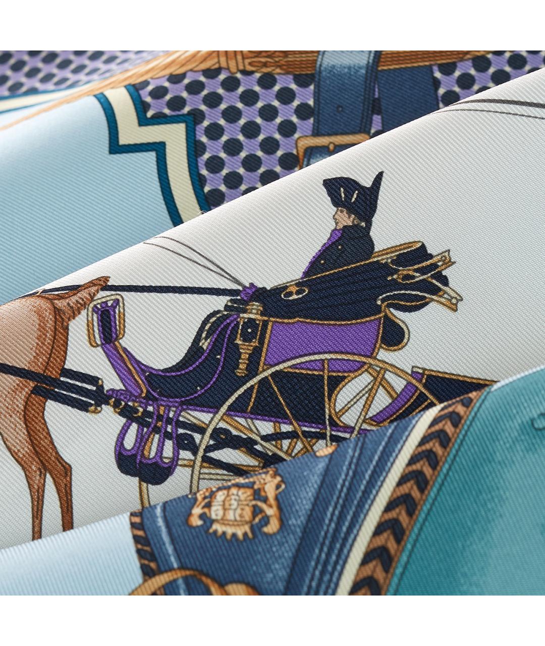 HERMES Голубой шелковый шарф, фото 3