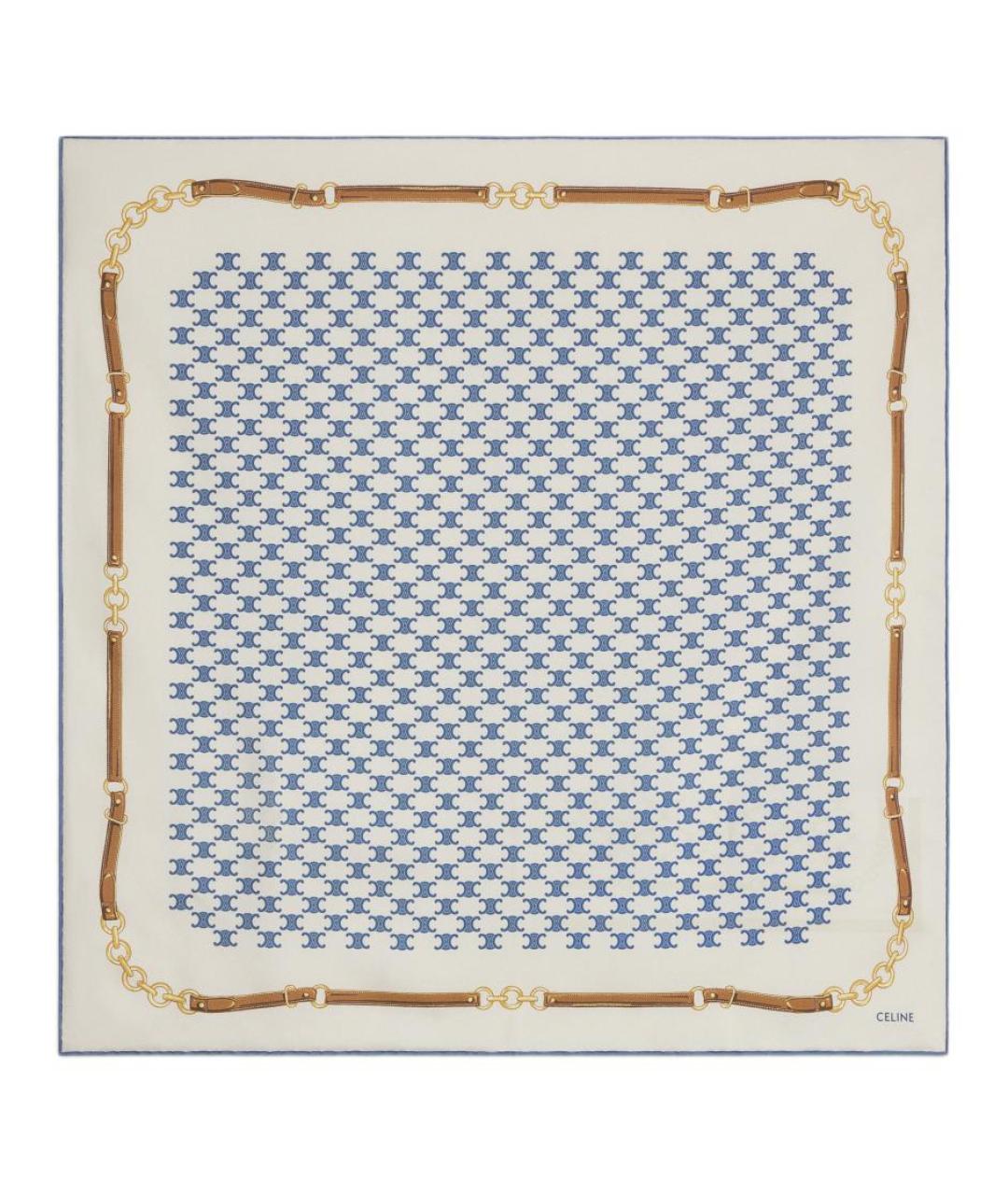 CELINE Голубой шелковый шарф, фото 1