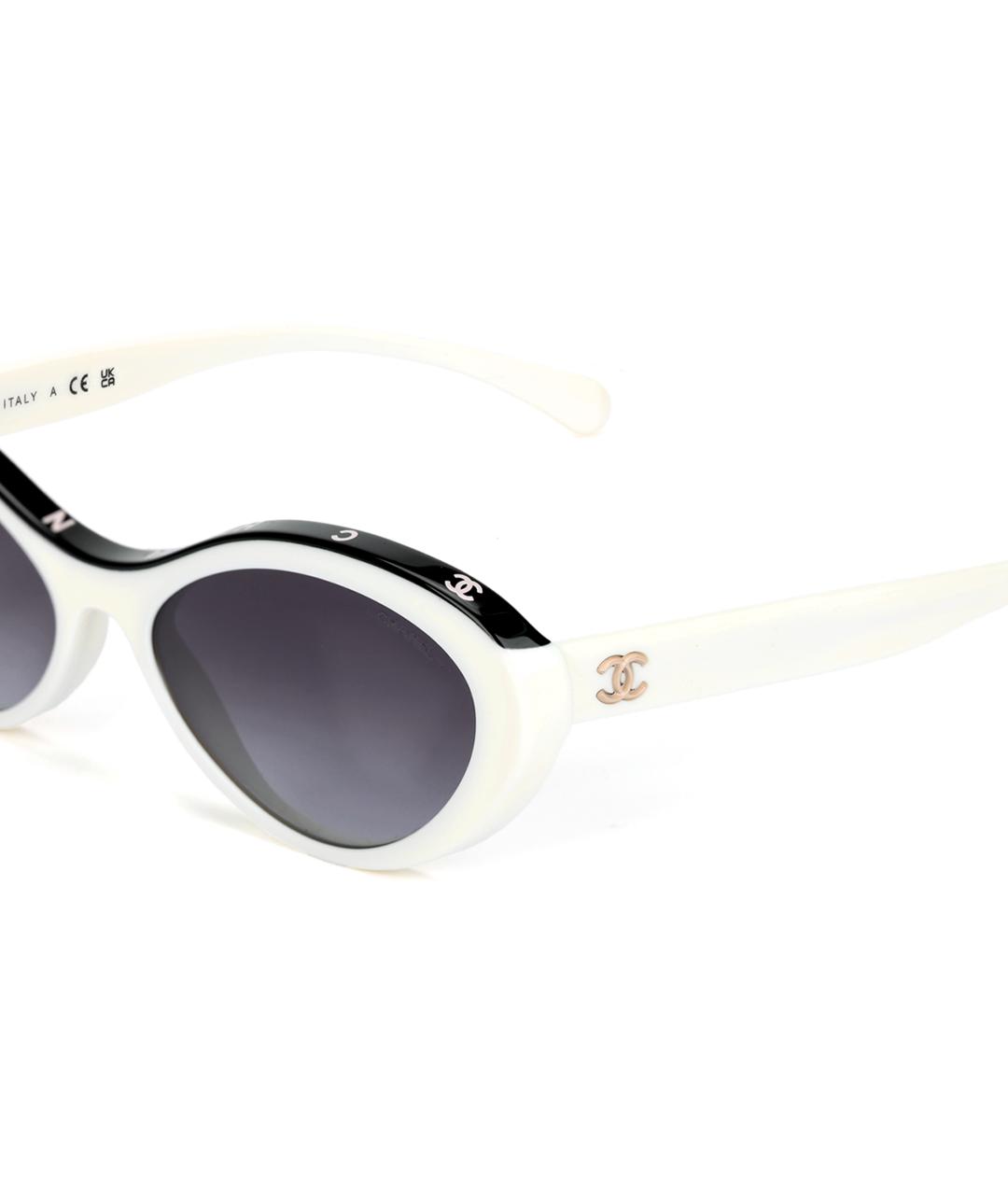 CHANEL Белые пластиковые солнцезащитные очки, фото 4