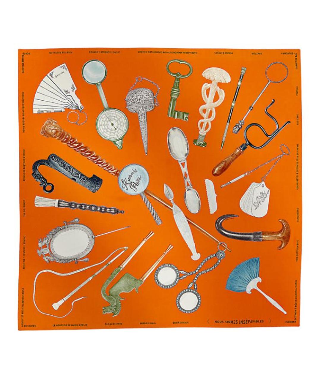 HERMES Оранжевый шелковый шарф, фото 1