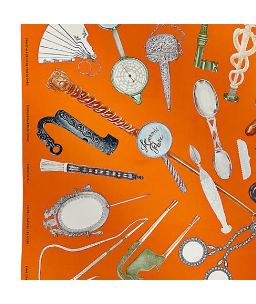 HERMES Оранжевый шелковый шарф, фото 2