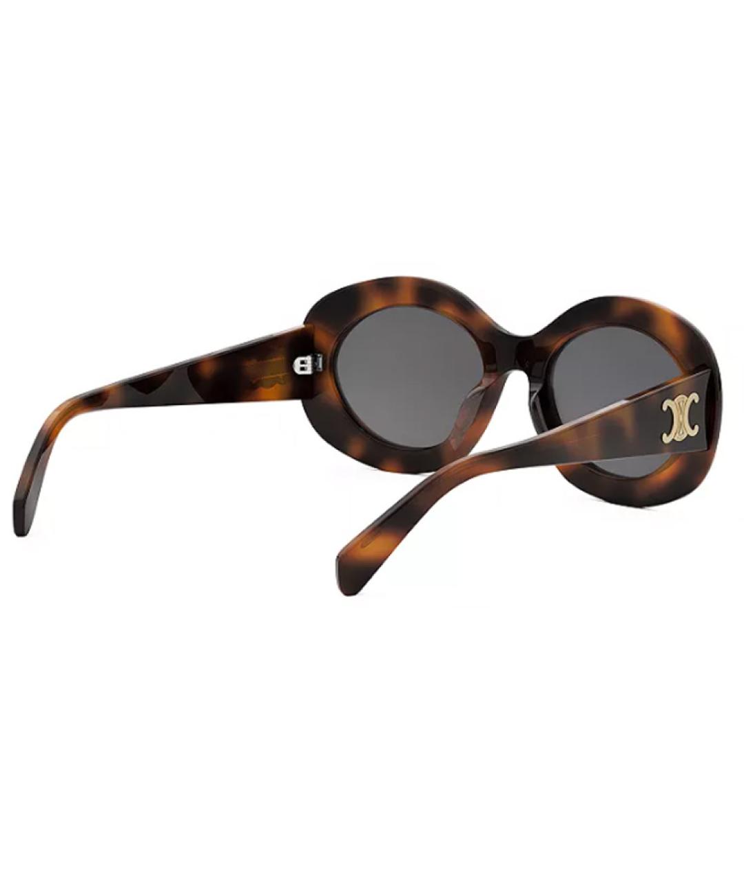 CELINE Коричневые пластиковые солнцезащитные очки, фото 4