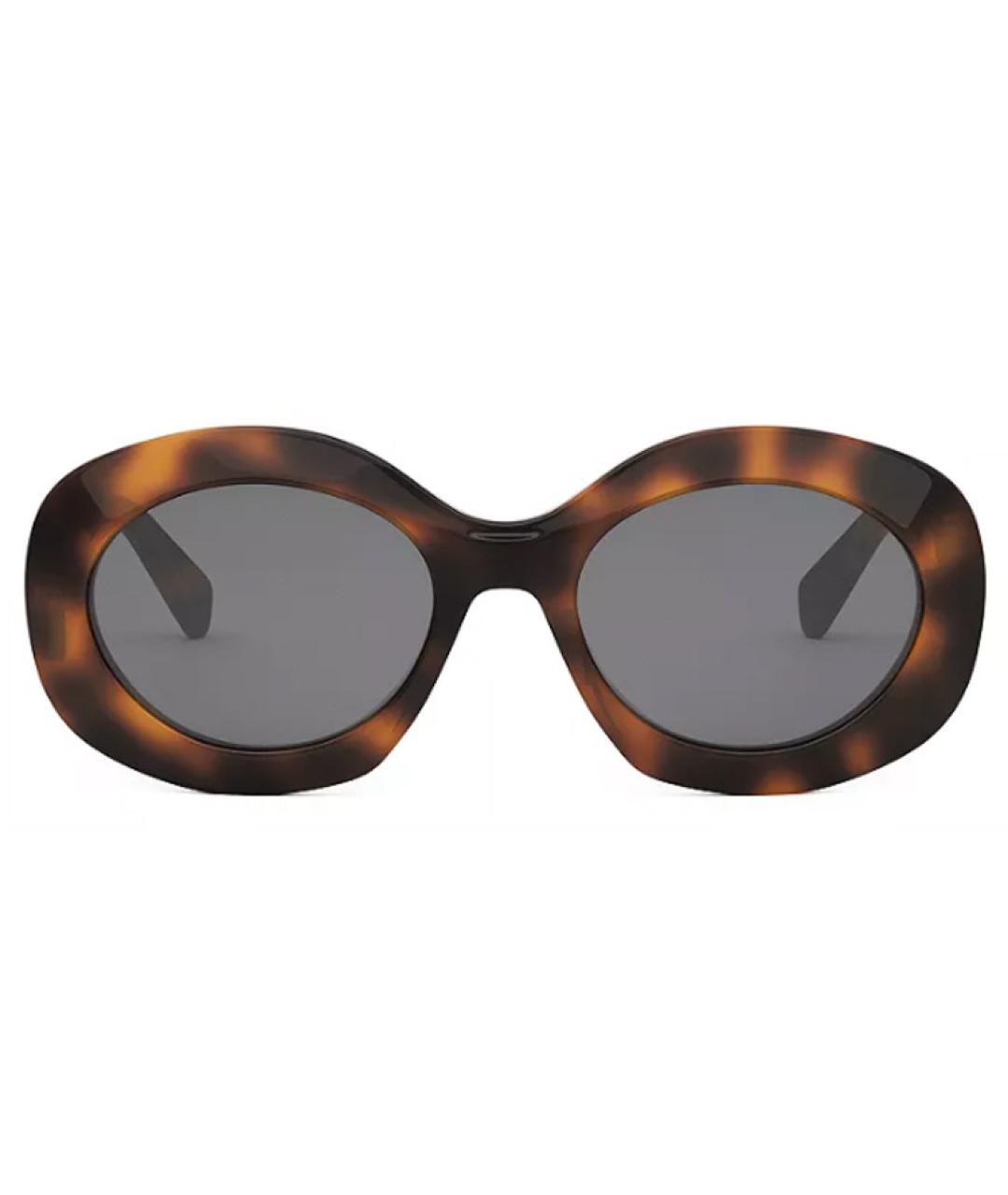 CELINE Коричневые пластиковые солнцезащитные очки, фото 3