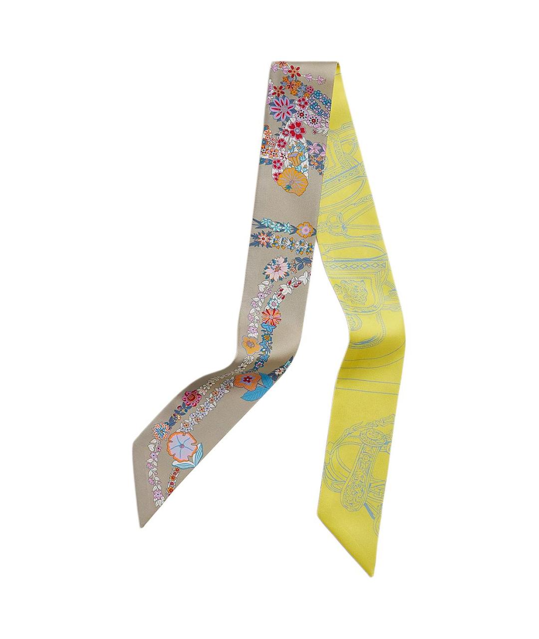 HERMES Желтый шелковый шарф, фото 1