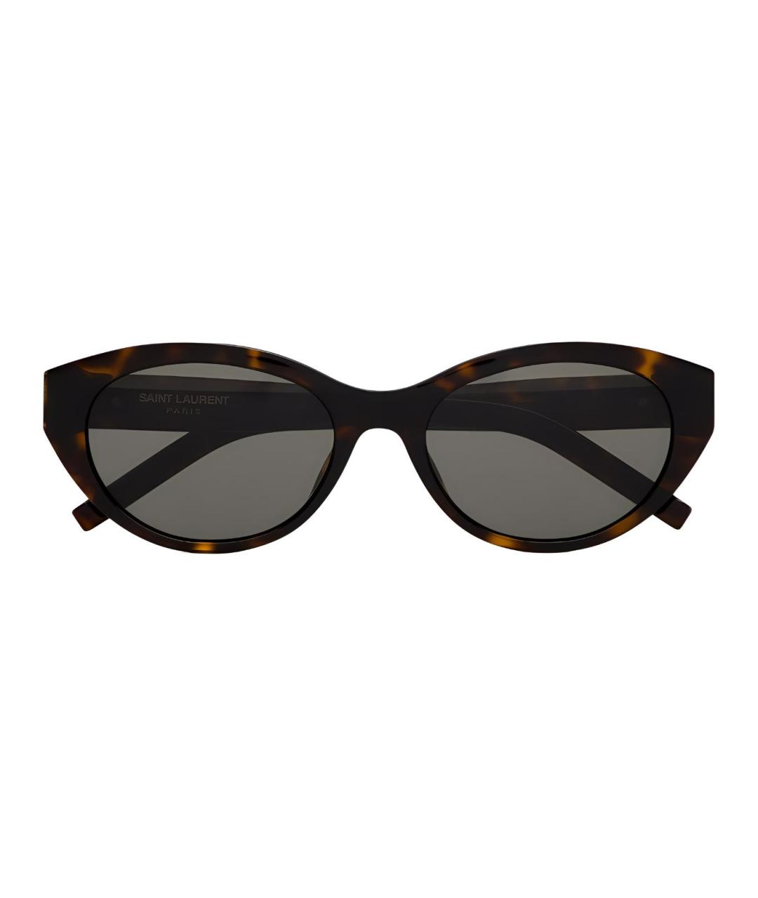 SAINT LAURENT Коричневые пластиковые солнцезащитные очки, фото 2