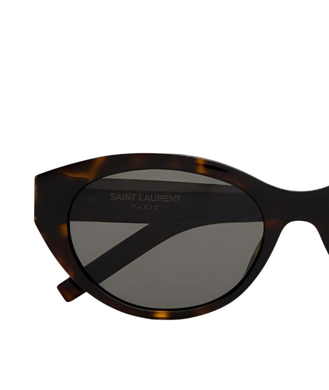 SAINT LAURENT Коричневые пластиковые солнцезащитные очки, фото 3