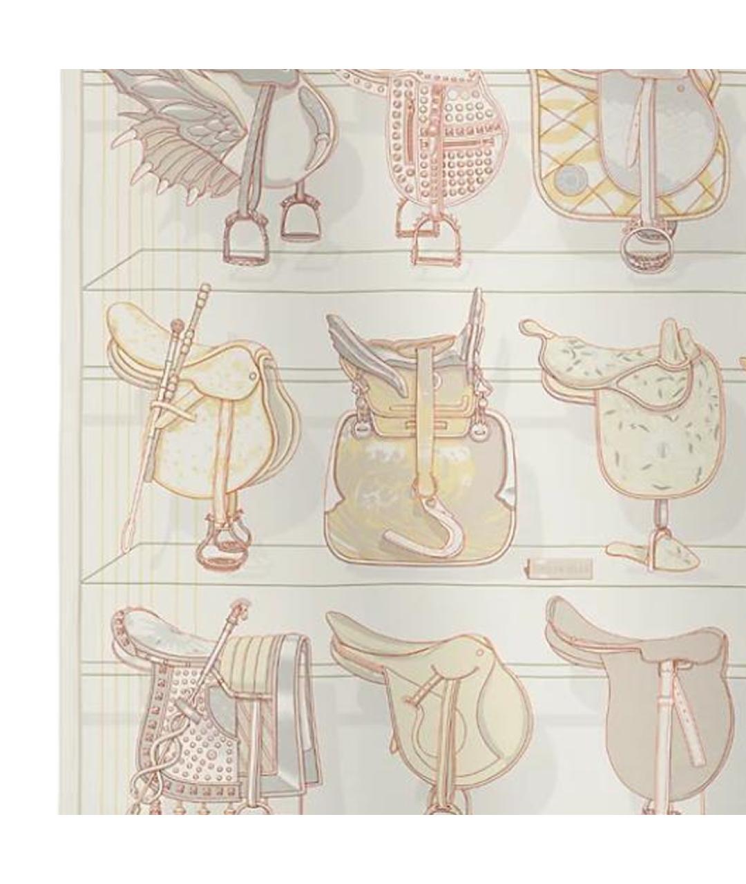 HERMES Бежевый шелковый шарф, фото 2