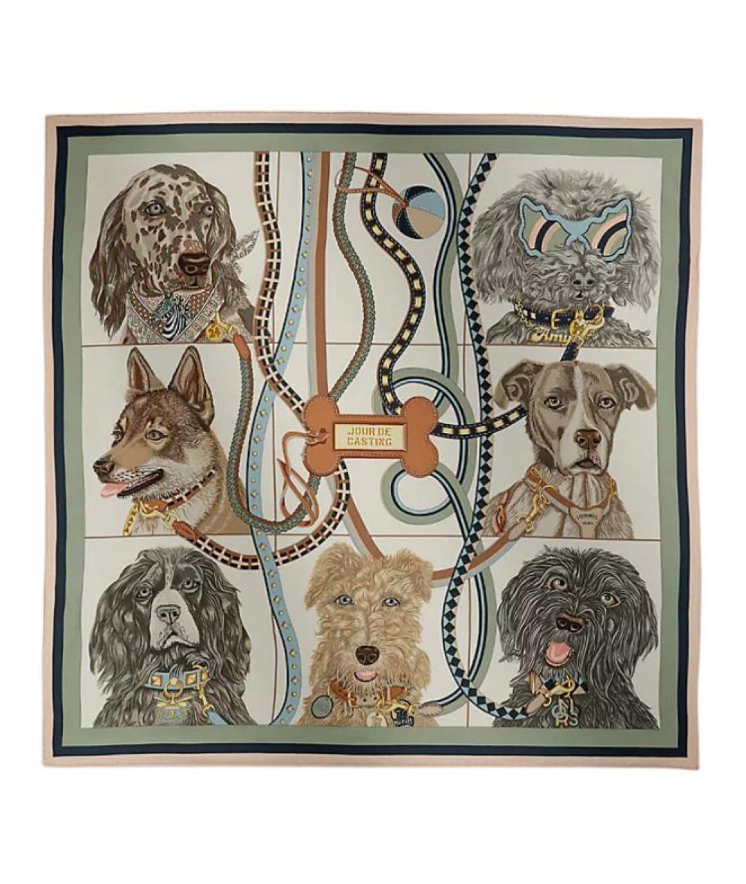 HERMES Мульти шелковый шарф, фото 1