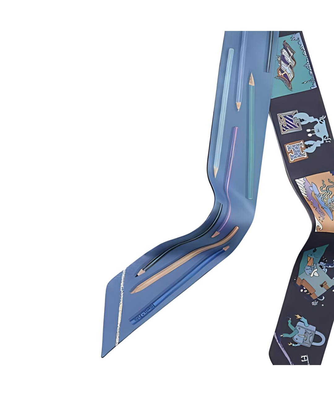 HERMES Голубой шелковый шарф, фото 2