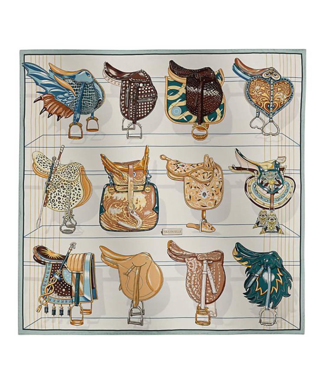 HERMES Мульти шелковый шарф, фото 1