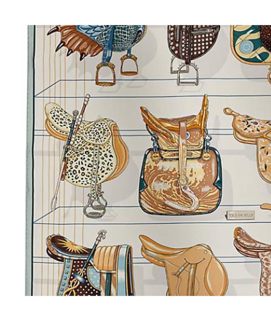 HERMES Мульти шелковый шарф, фото 2