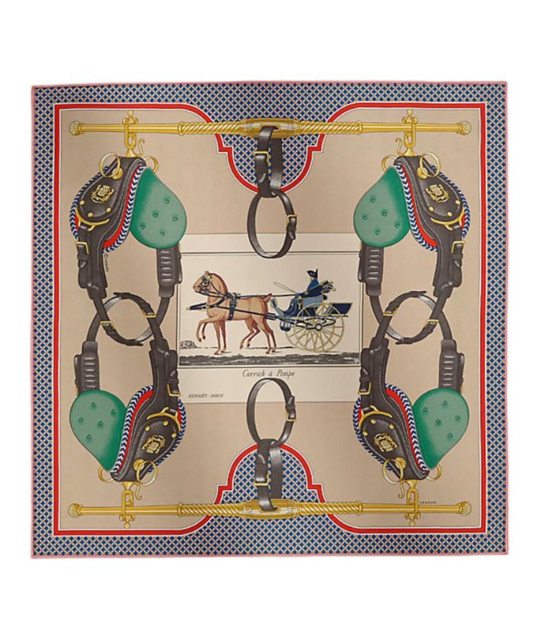 HERMES Мульти шелковый шарф, фото 1