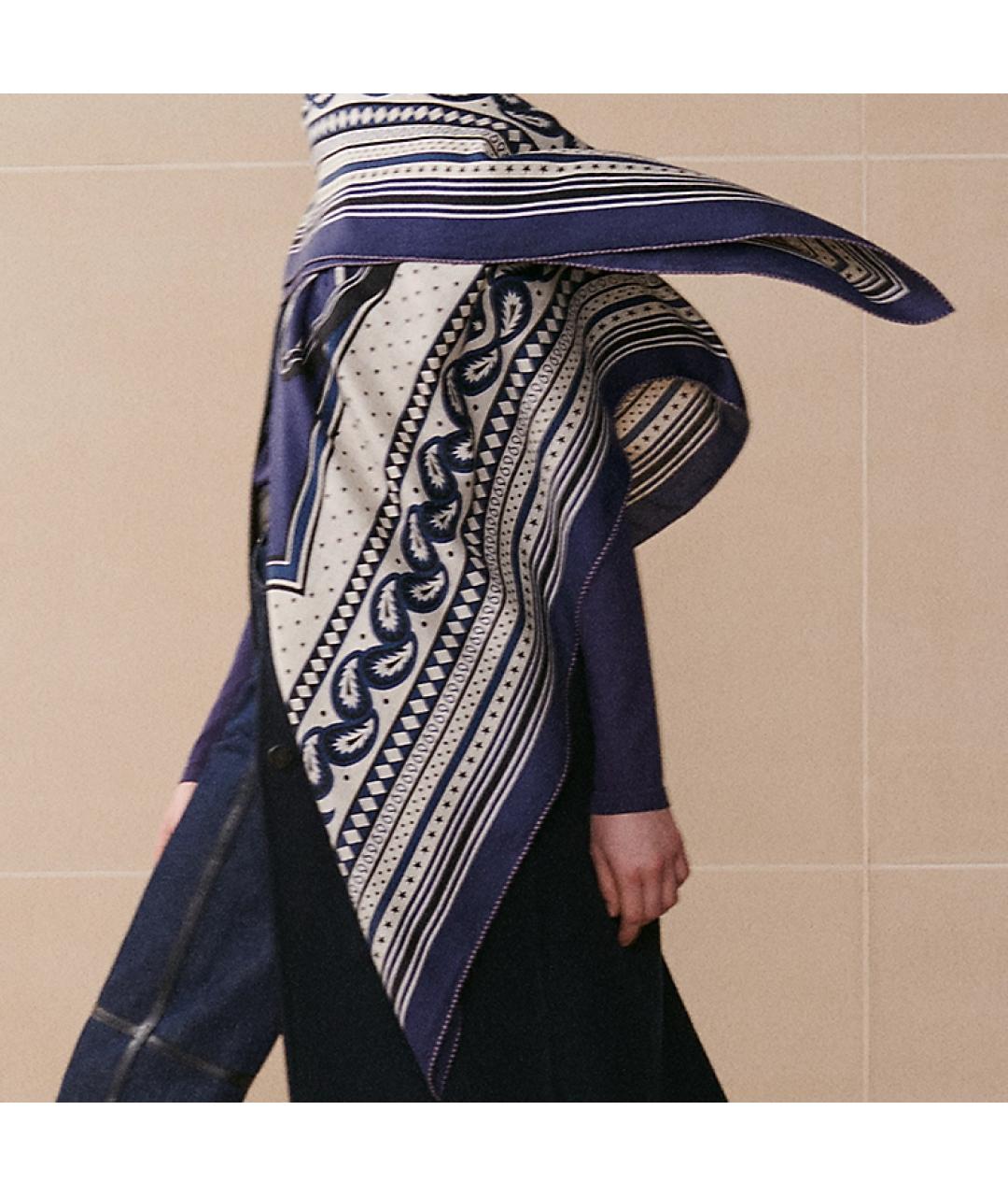 HERMES Темно-синий кашемировый шарф, фото 3