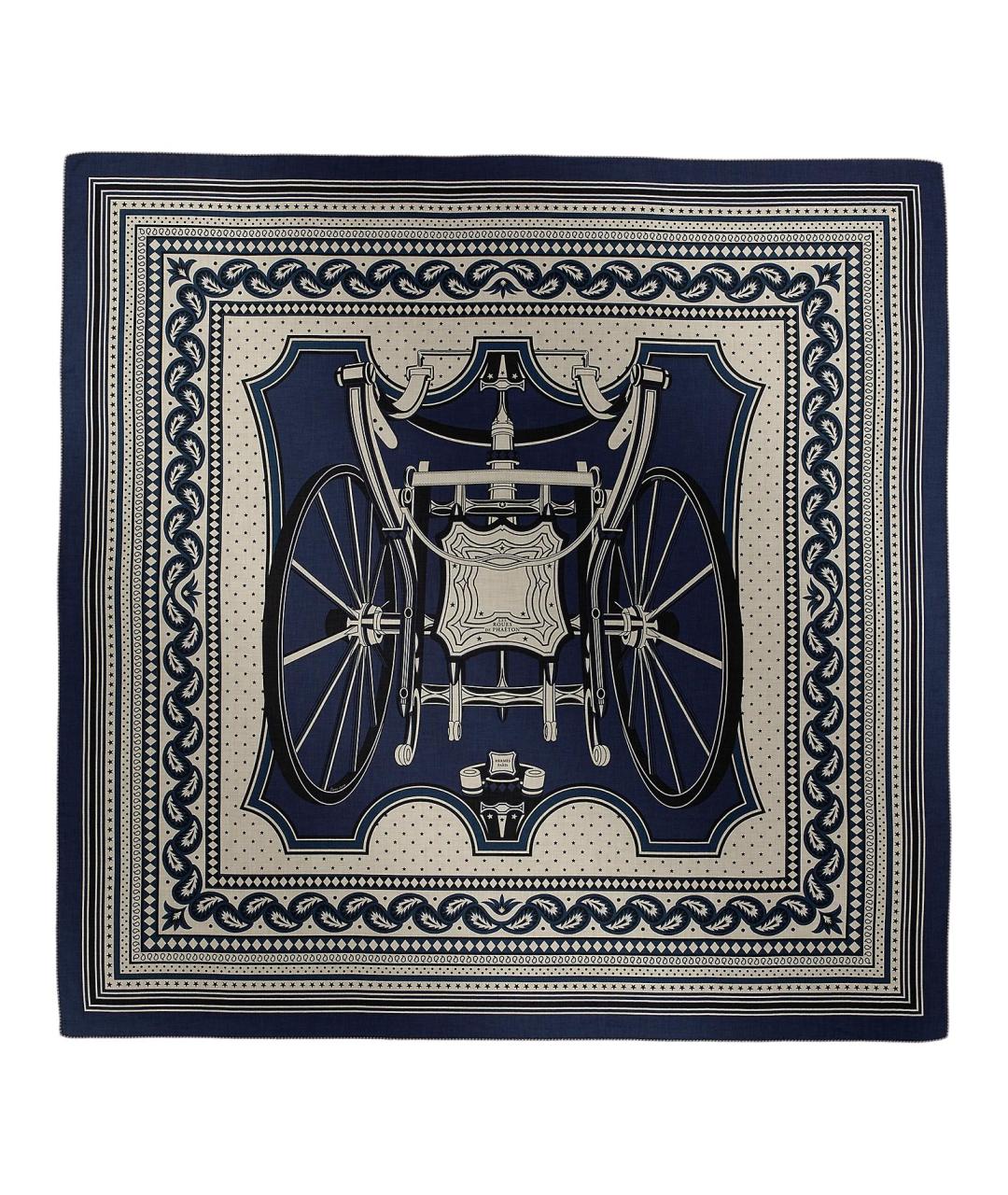 HERMES Темно-синий кашемировый шарф, фото 1