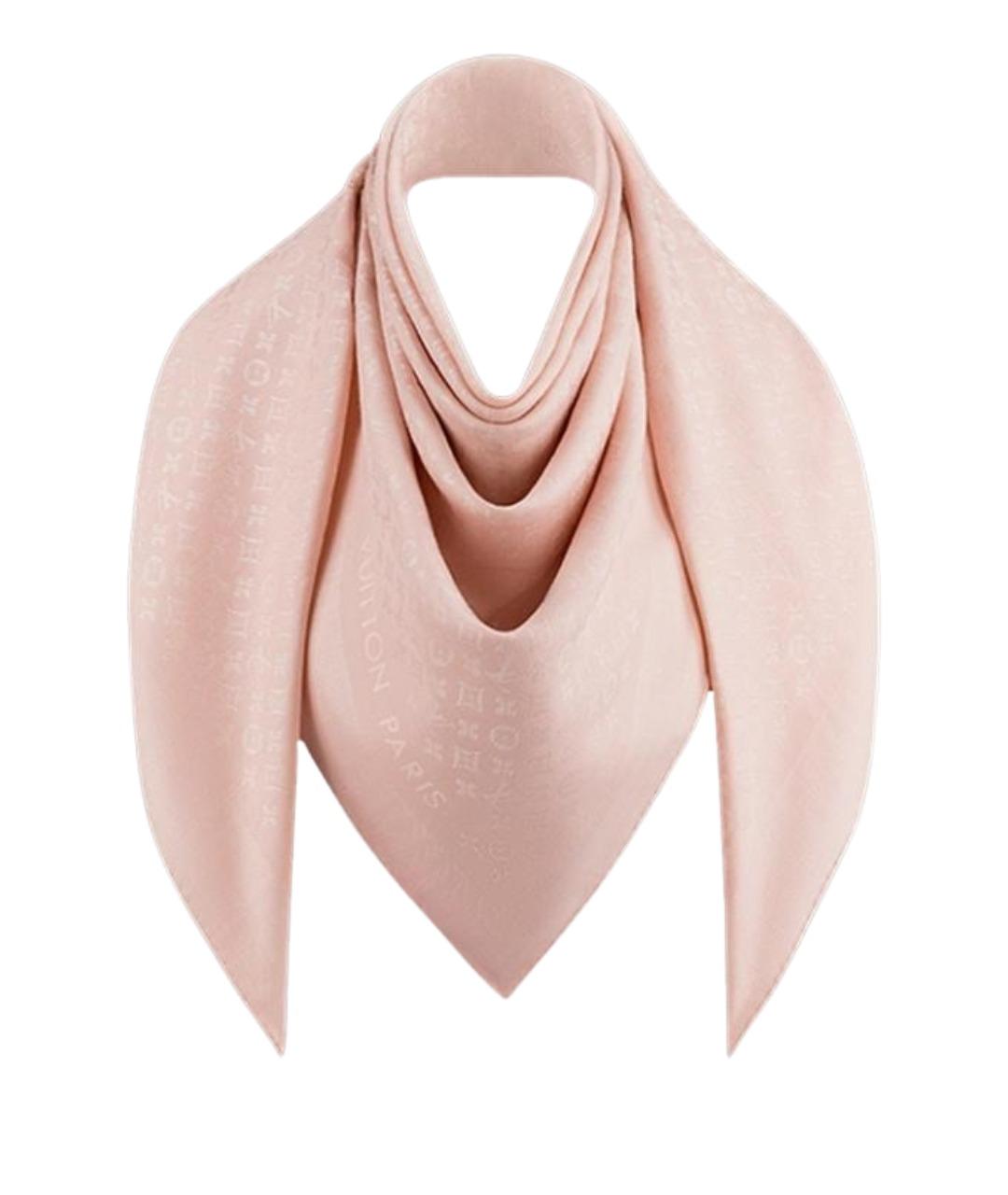 LOUIS VUITTON Розовый шелковый шарф, фото 1