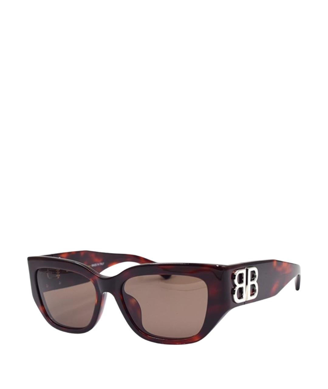 BALENCIAGA Коричневые пластиковые солнцезащитные очки, фото 1