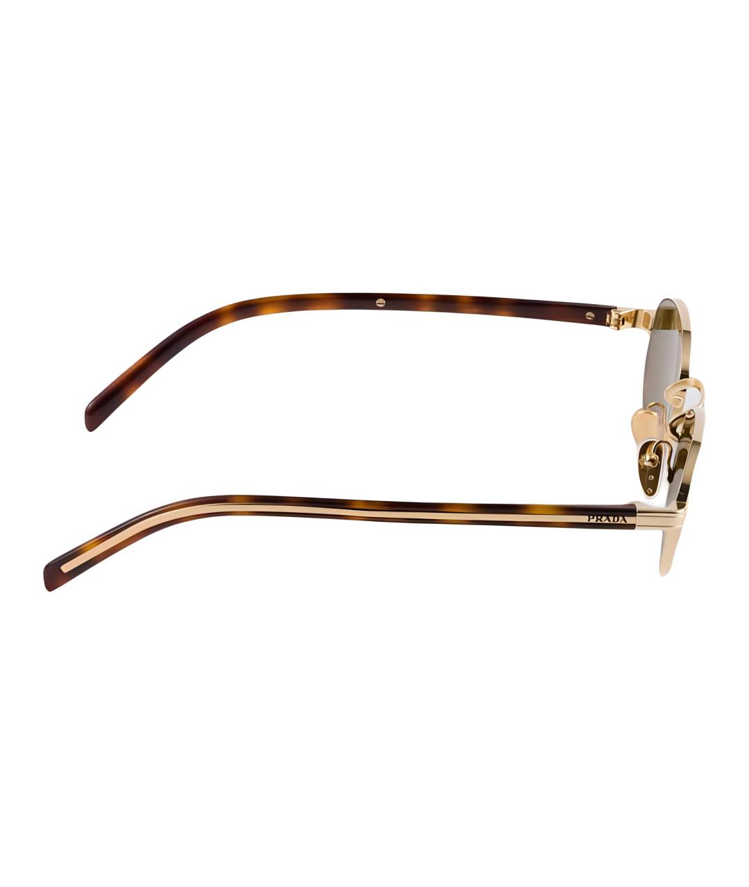 PRADA Золотые металлические солнцезащитные очки, фото 3