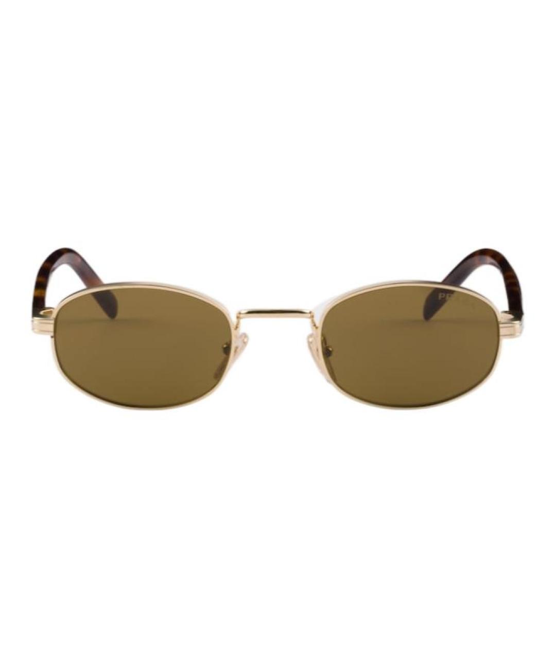 PRADA Золотые металлические солнцезащитные очки, фото 2