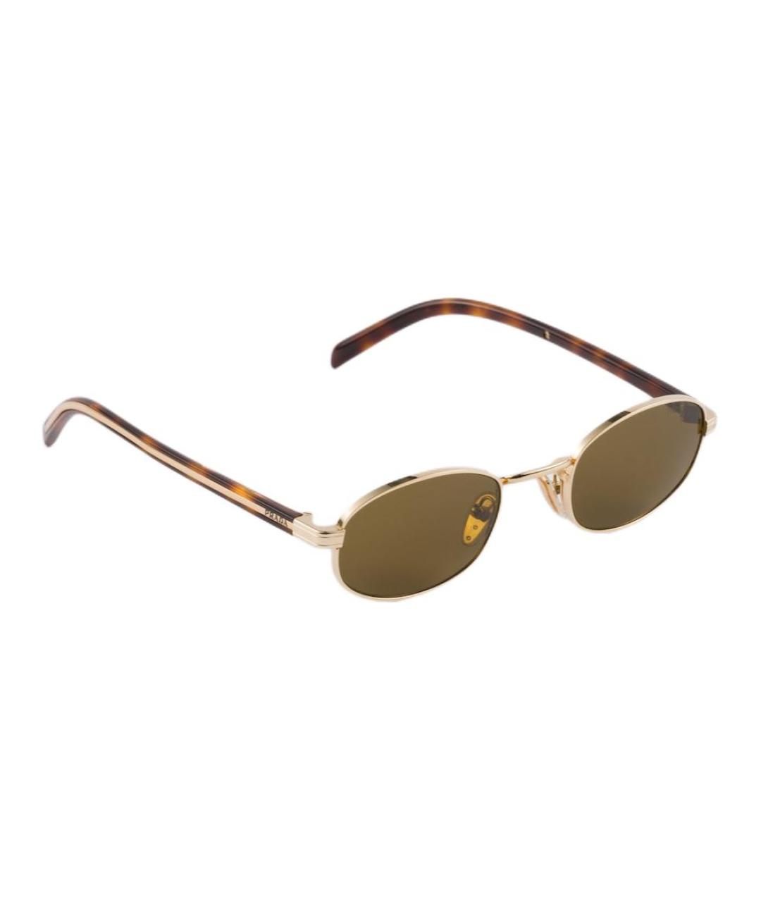 PRADA Золотые металлические солнцезащитные очки, фото 4