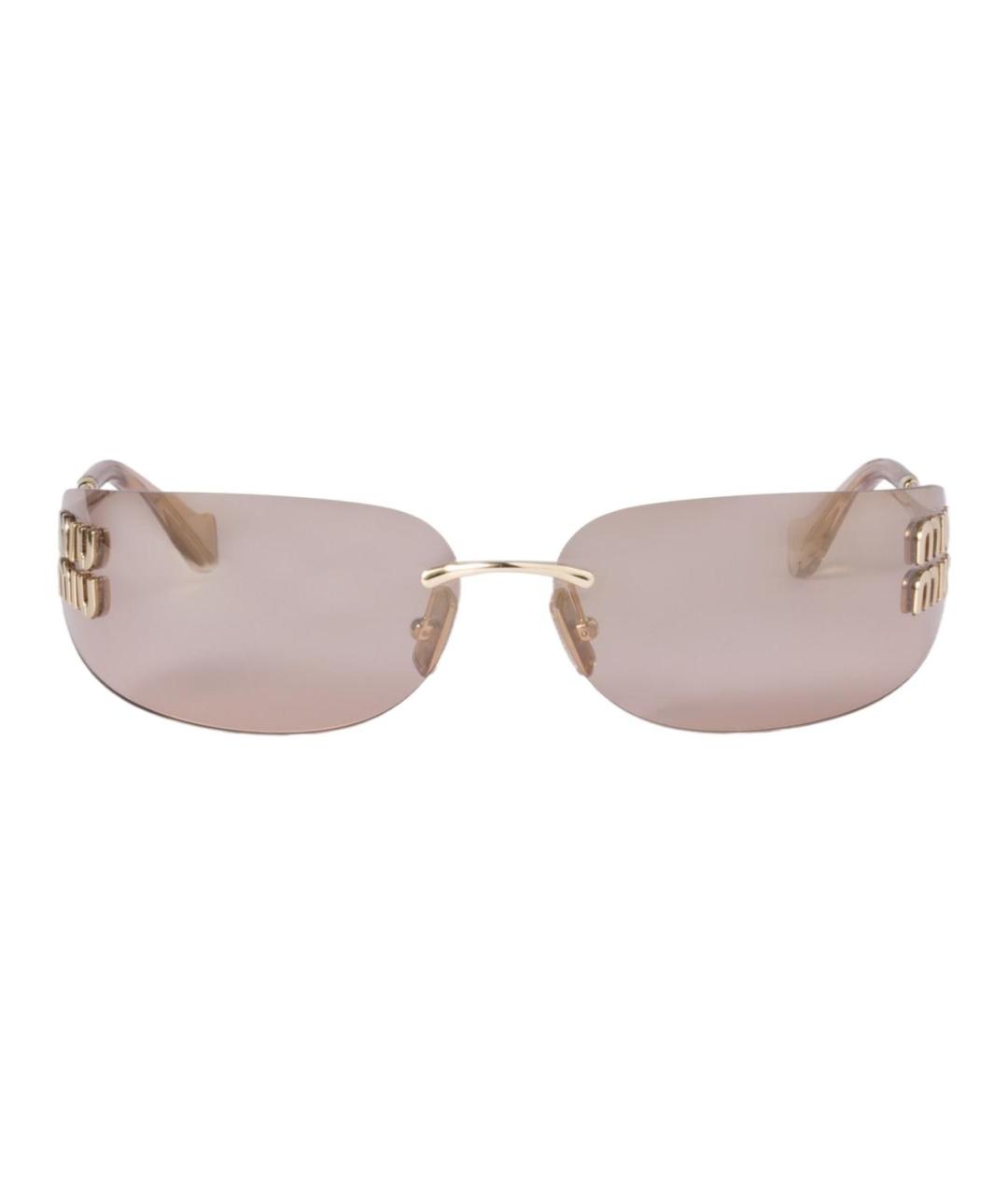 MIU MIU Золотые металлические солнцезащитные очки, фото 2