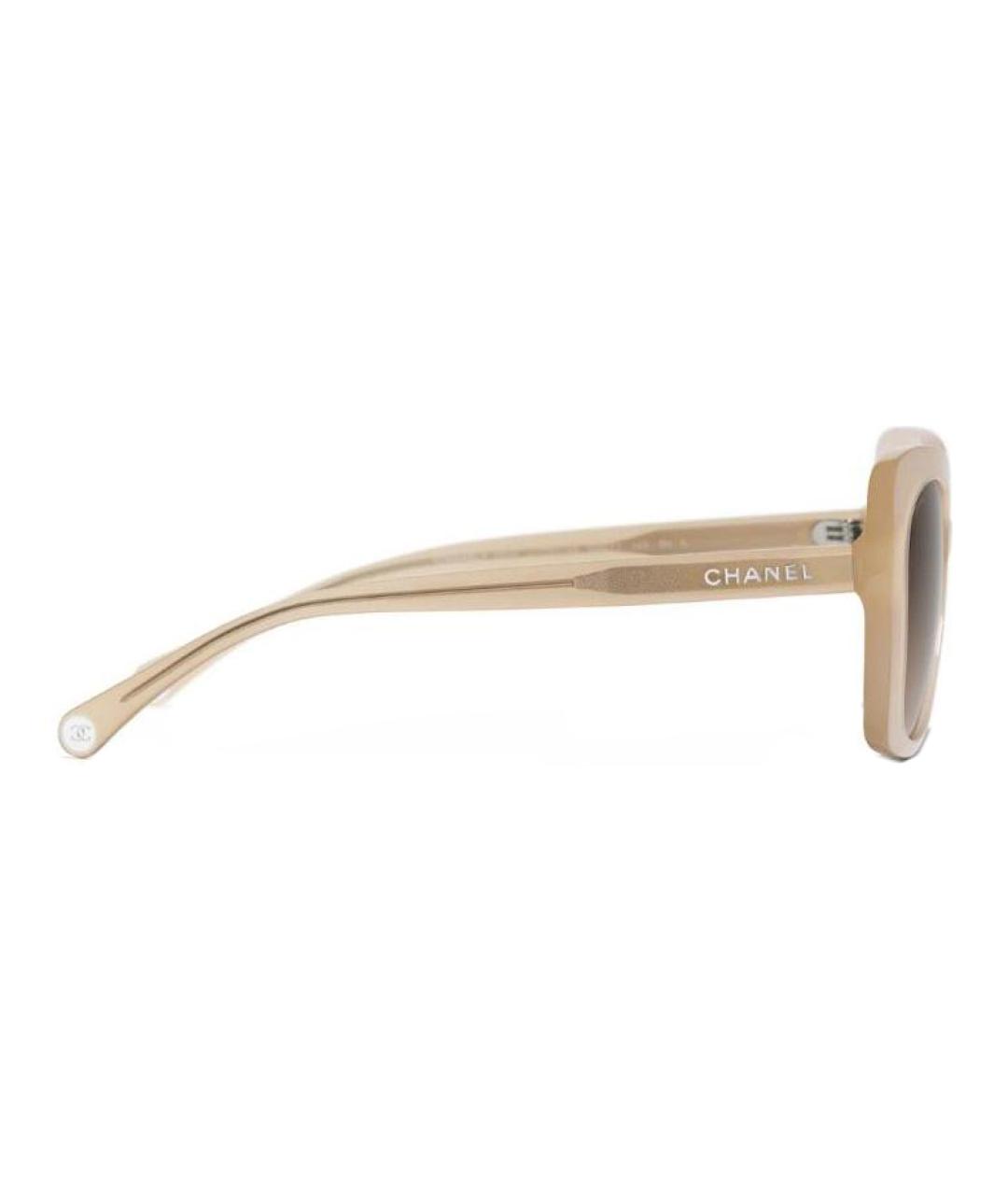 CHANEL Бежевые пластиковые солнцезащитные очки, фото 4