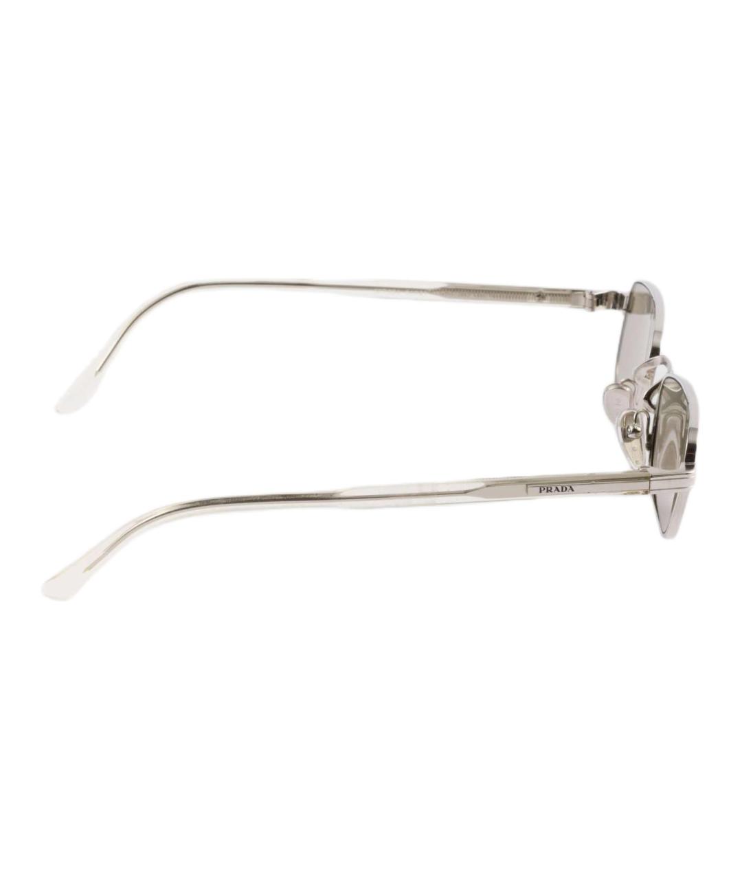 PRADA Серебряные металлические солнцезащитные очки, фото 4