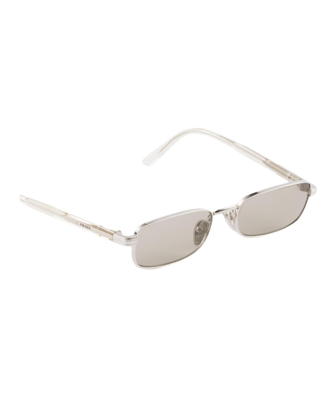 PRADA Серебряные металлические солнцезащитные очки, фото 2