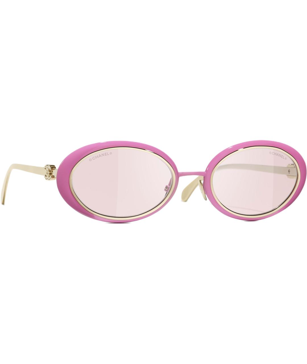 CHANEL Розовые металлические солнцезащитные очки, фото 2
