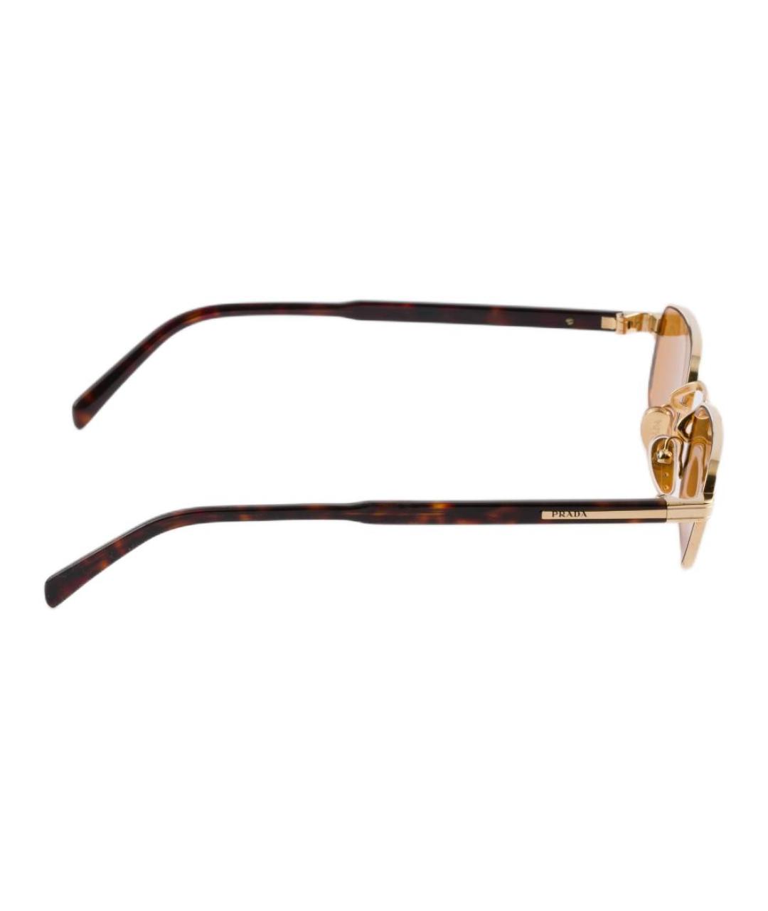 PRADA Золотые металлические солнцезащитные очки, фото 4