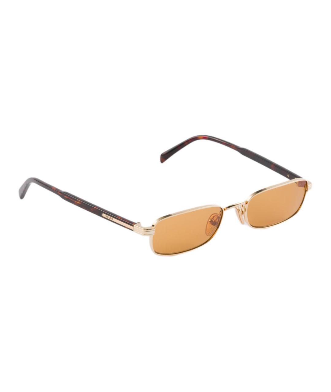 PRADA Золотые металлические солнцезащитные очки, фото 3