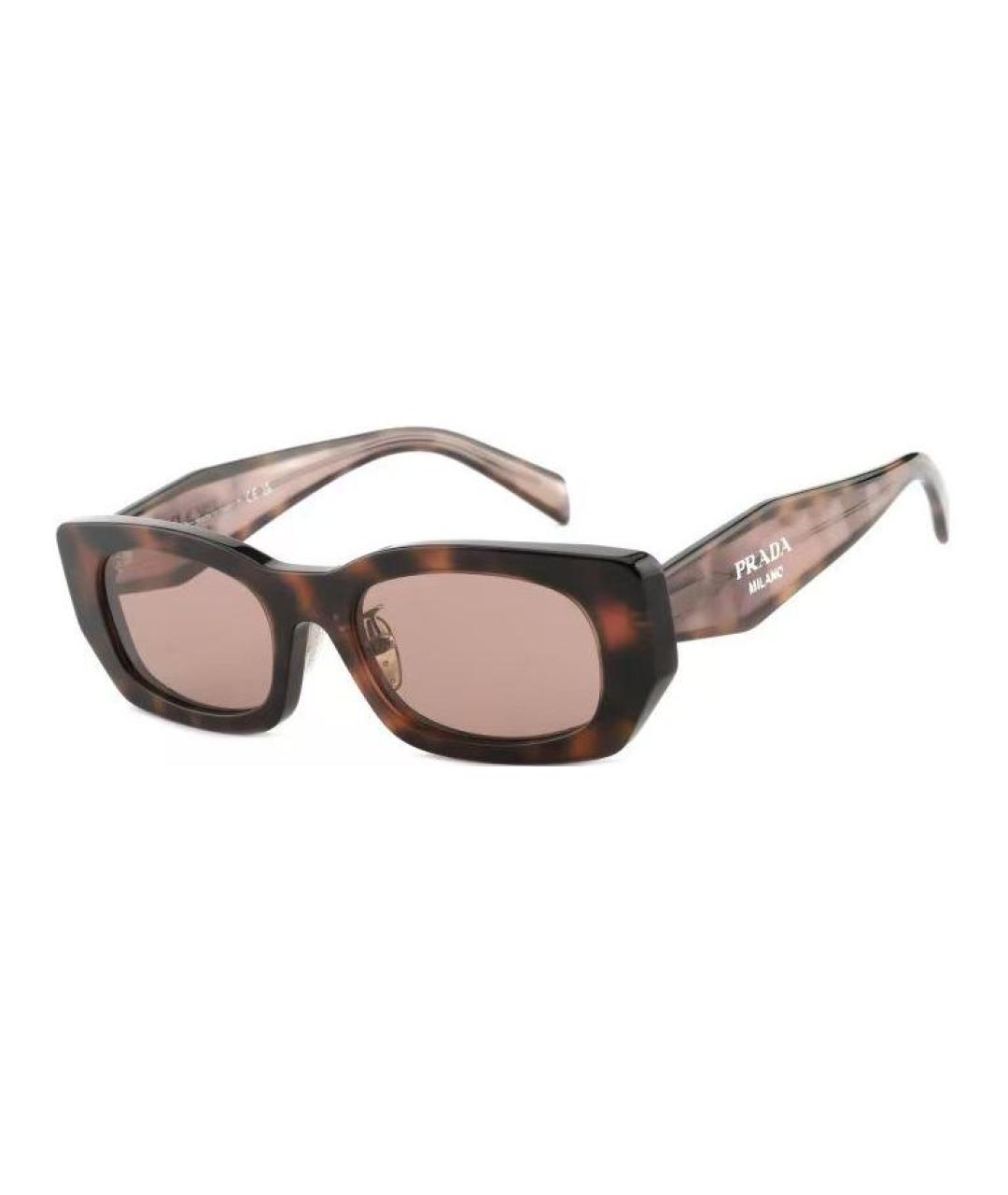 PRADA Коричневые пластиковые солнцезащитные очки, фото 1