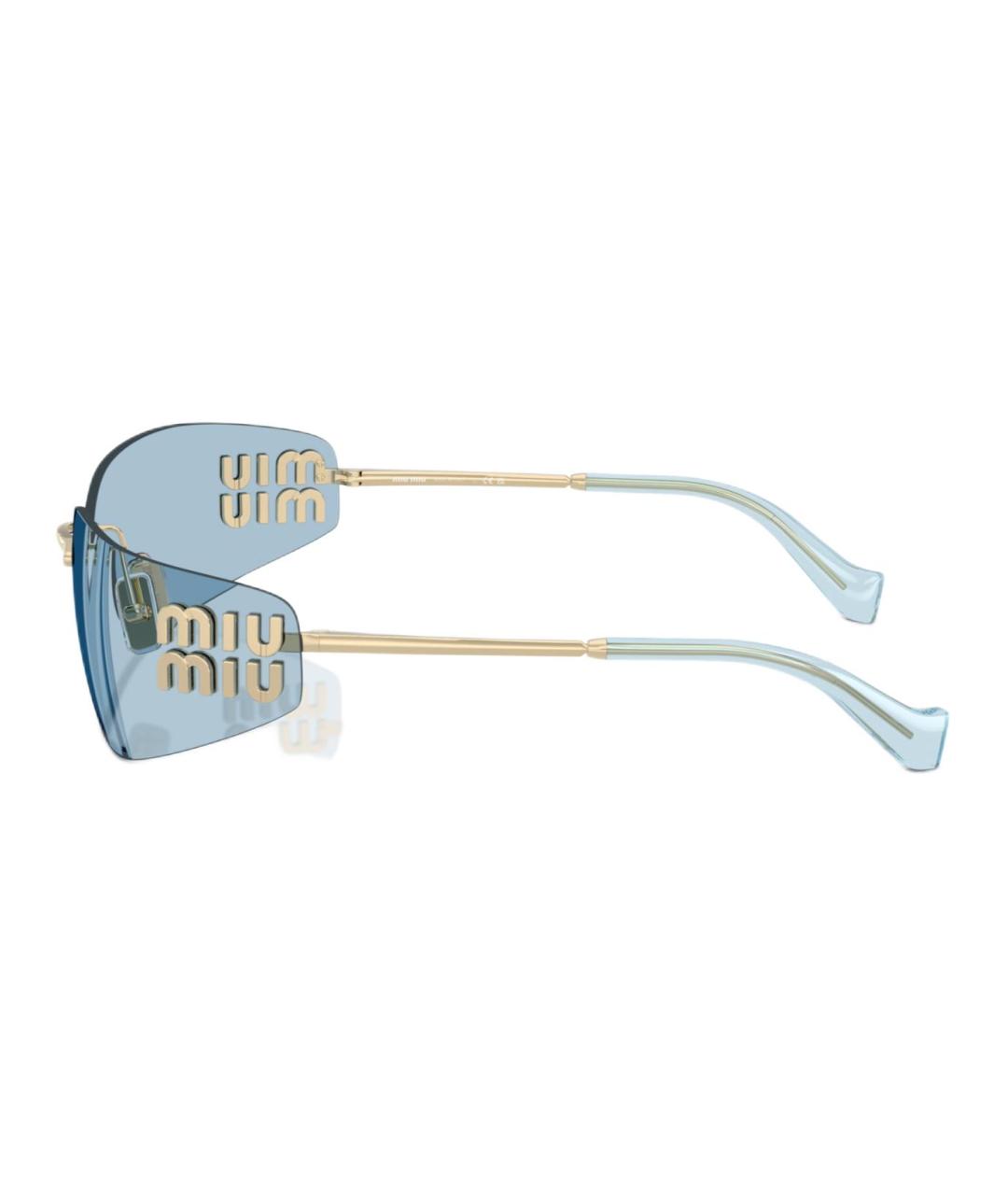 MIU MIU Золотые металлические солнцезащитные очки, фото 2