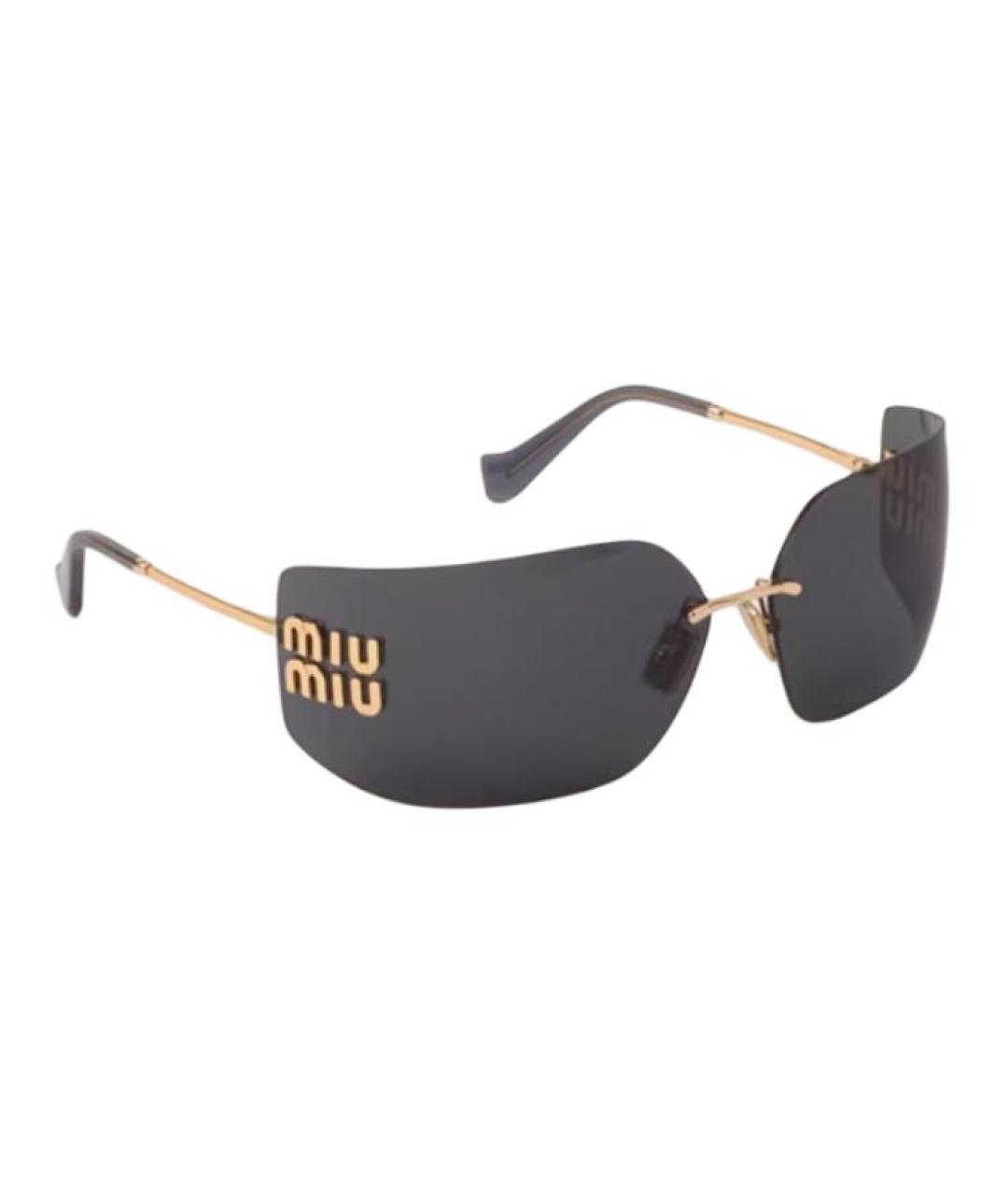 MIU MIU Золотые металлические солнцезащитные очки, фото 2