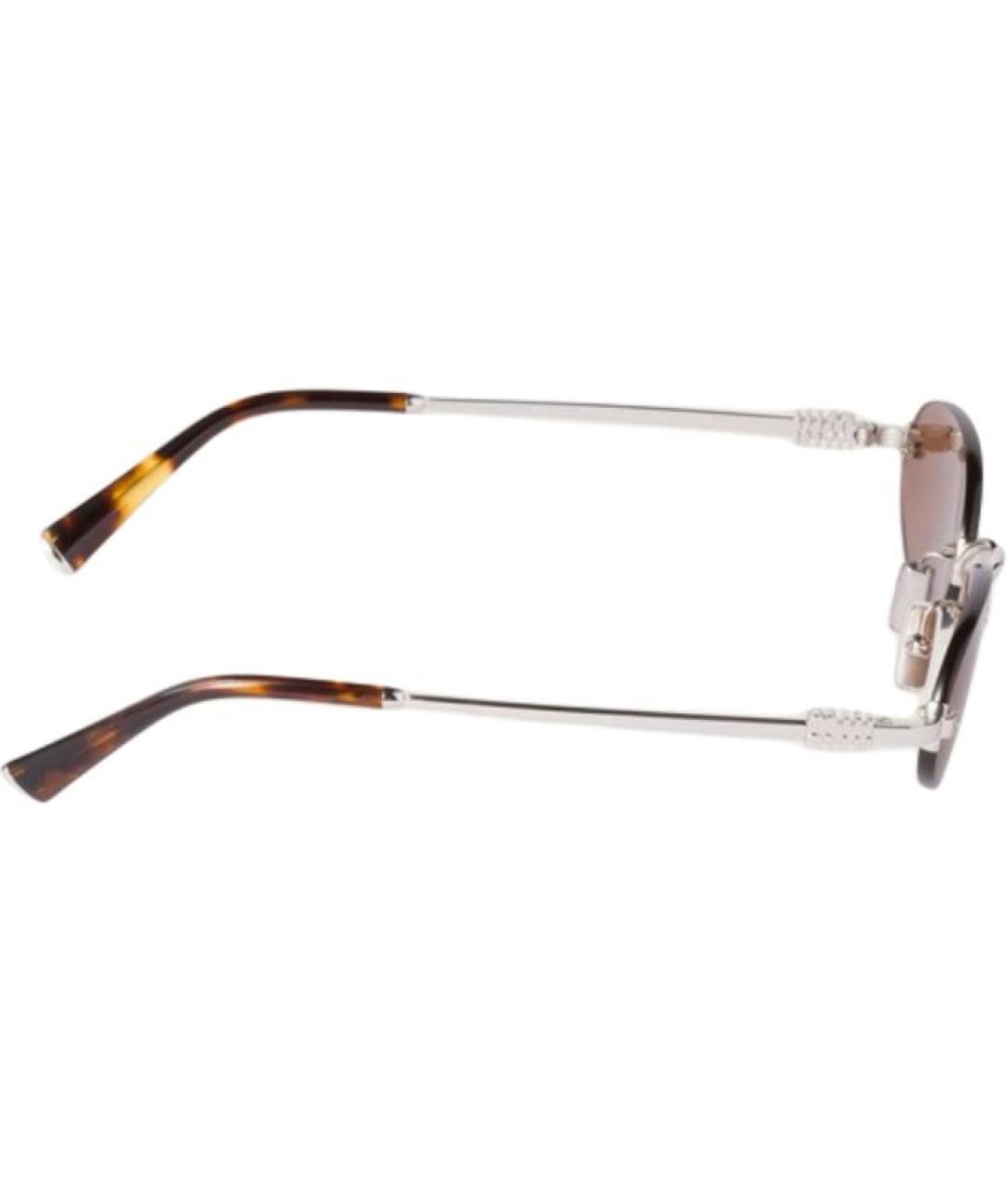 MIU MIU Коричневые металлические солнцезащитные очки, фото 3