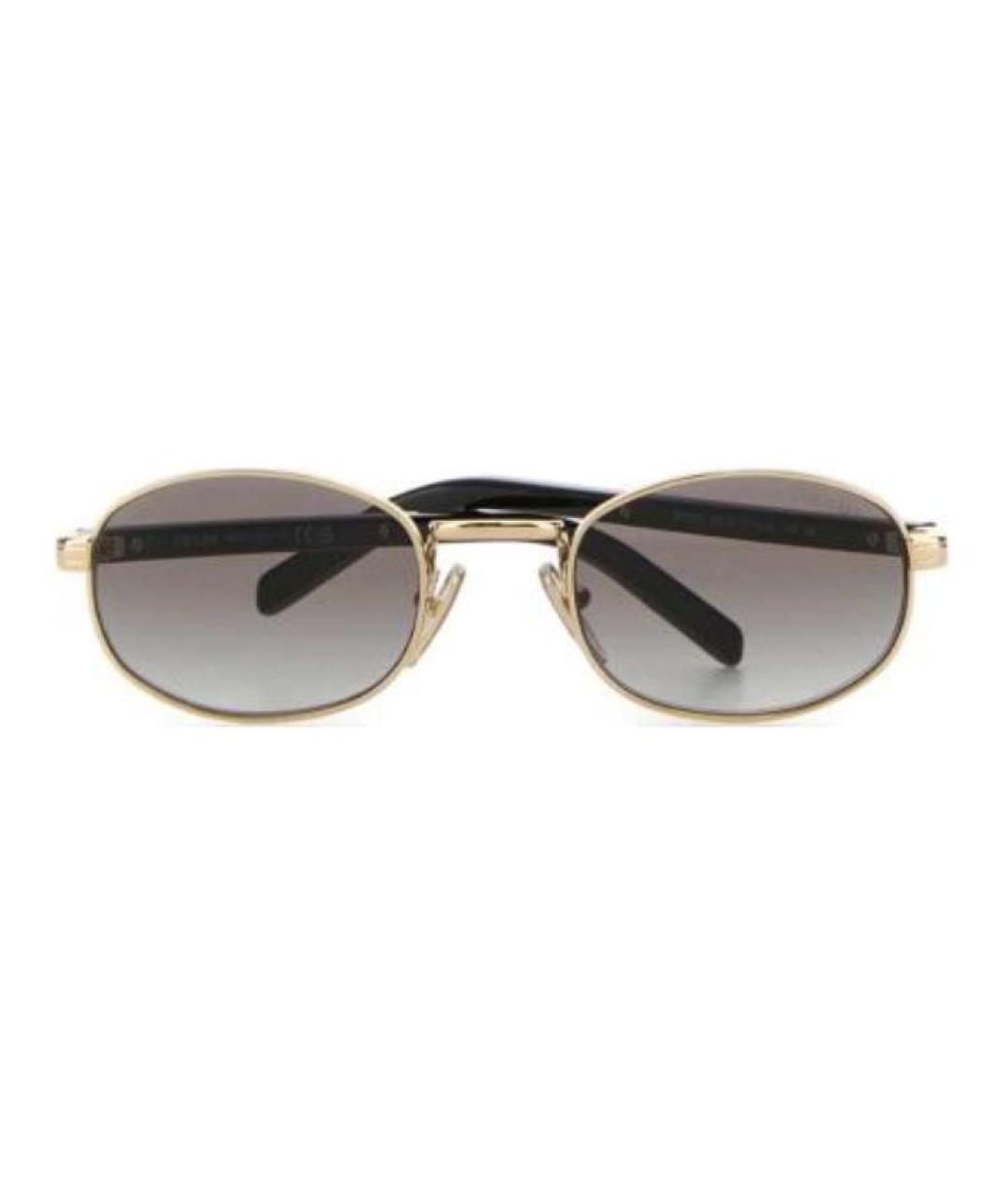 PRADA Золотые металлические солнцезащитные очки, фото 2
