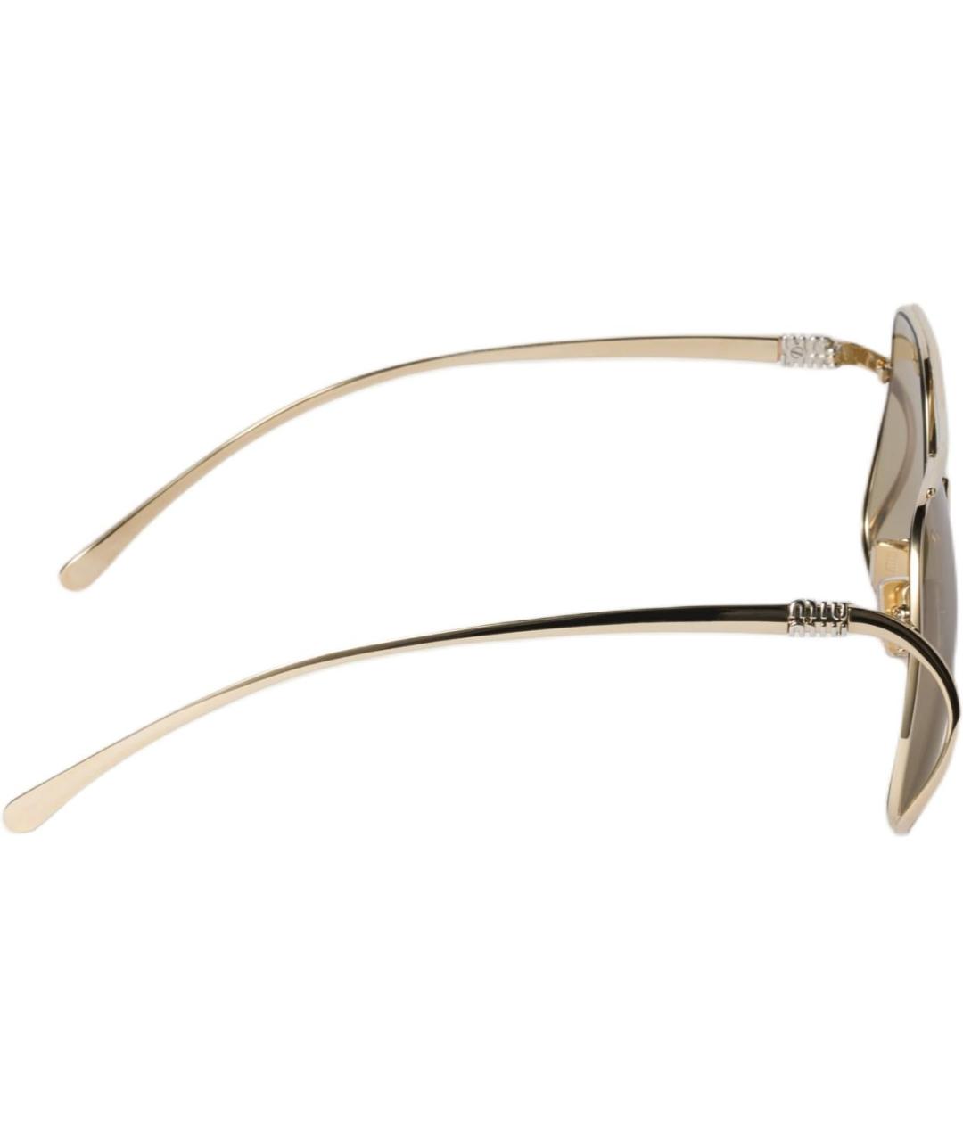 MIU MIU Золотые металлические солнцезащитные очки, фото 4