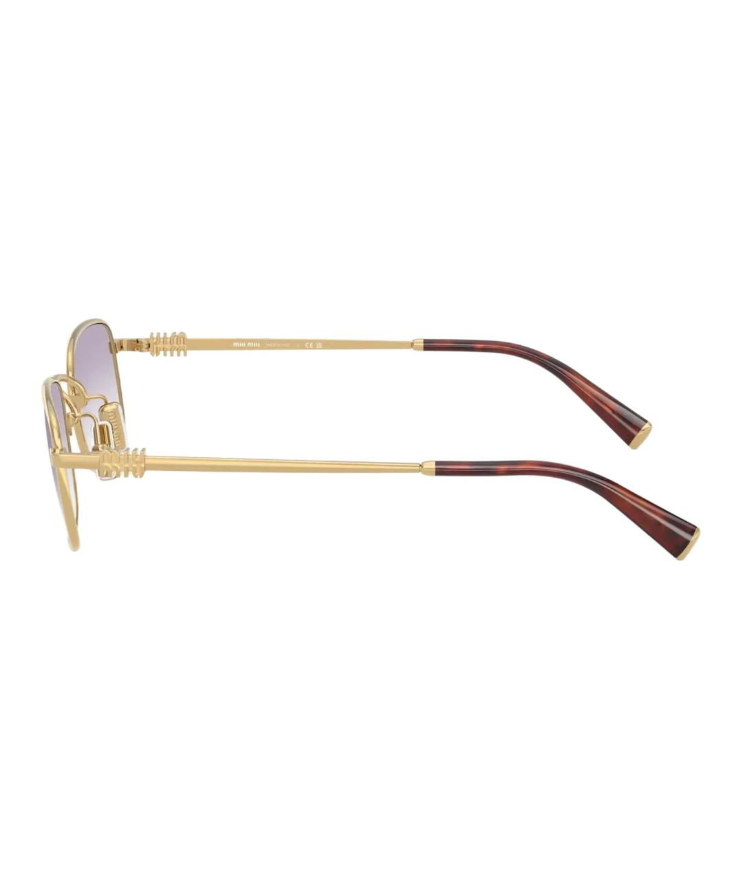 MIU MIU Золотые металлические солнцезащитные очки, фото 2