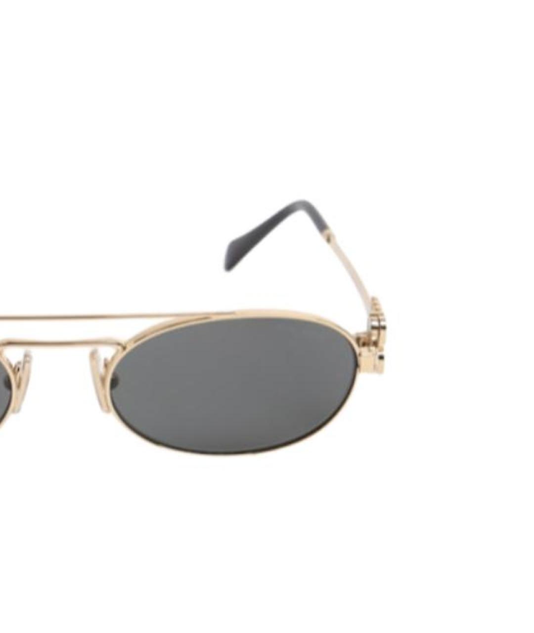 MIU MIU Золотые металлические солнцезащитные очки, фото 3