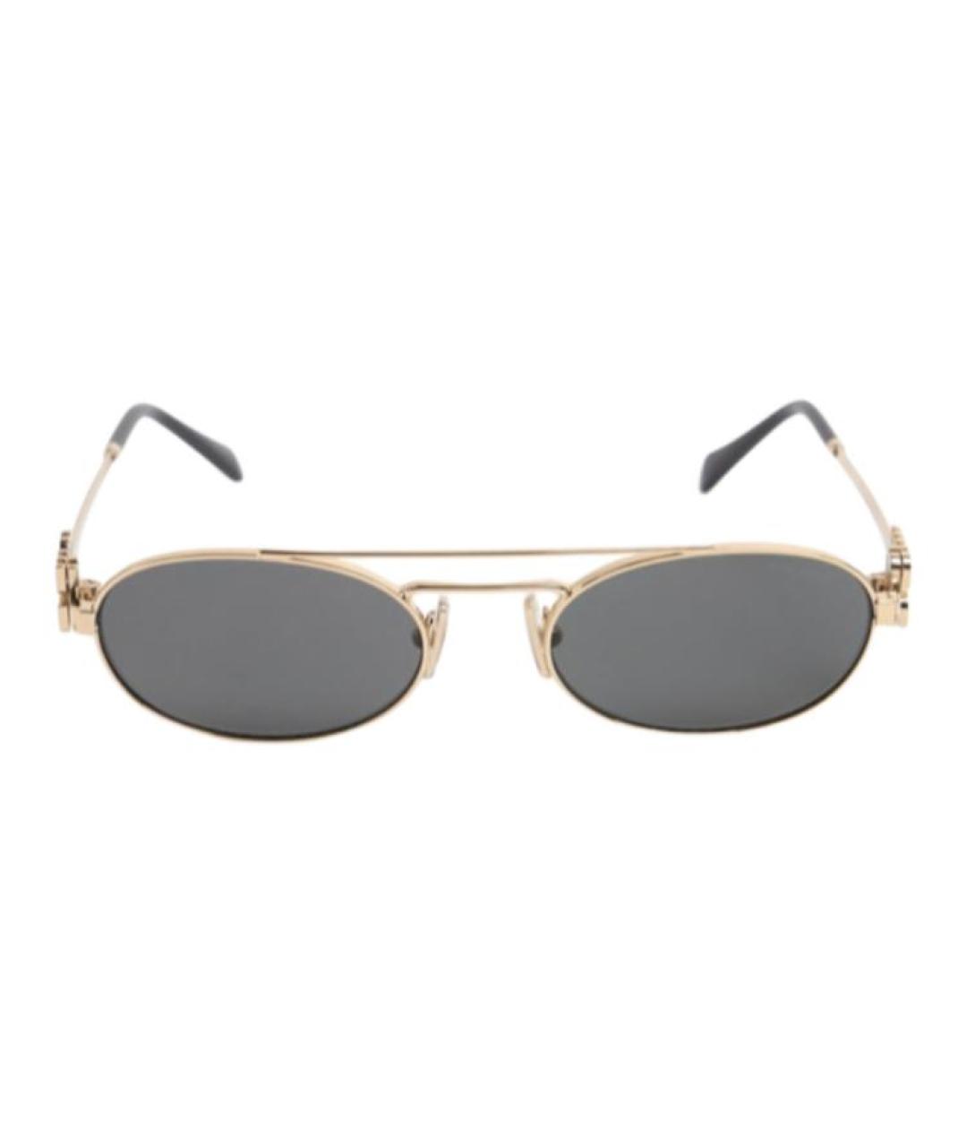 MIU MIU Золотые металлические солнцезащитные очки, фото 2