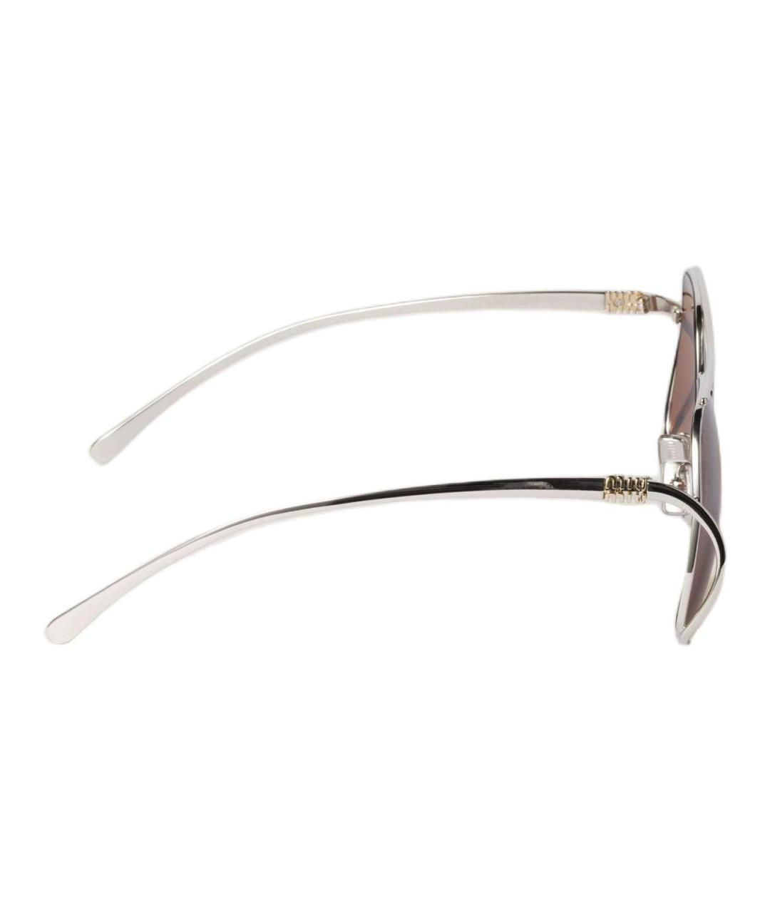 MIU MIU Серебряные металлические солнцезащитные очки, фото 3