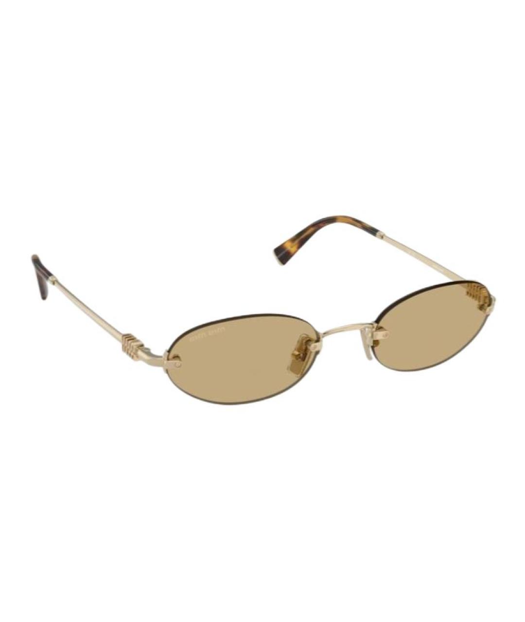 MIU MIU Золотые металлические солнцезащитные очки, фото 2