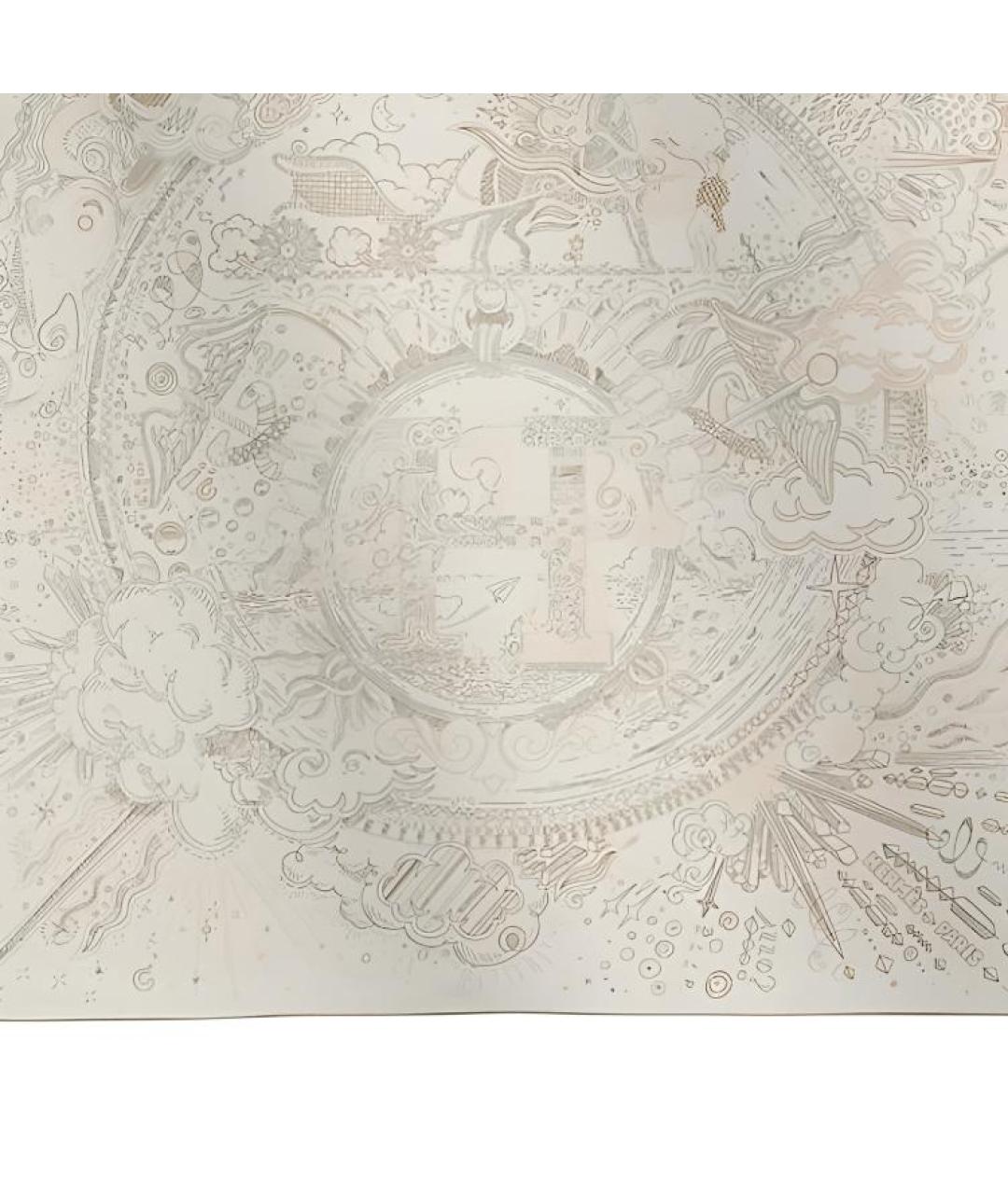 HERMES Белый шелковый шарф, фото 2