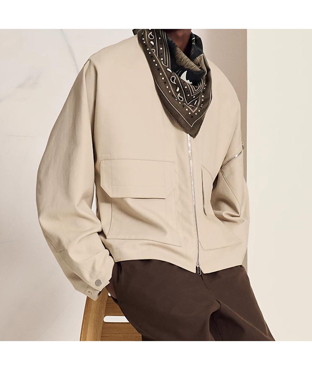 HERMES Коричневый шелковый шарф, фото 3