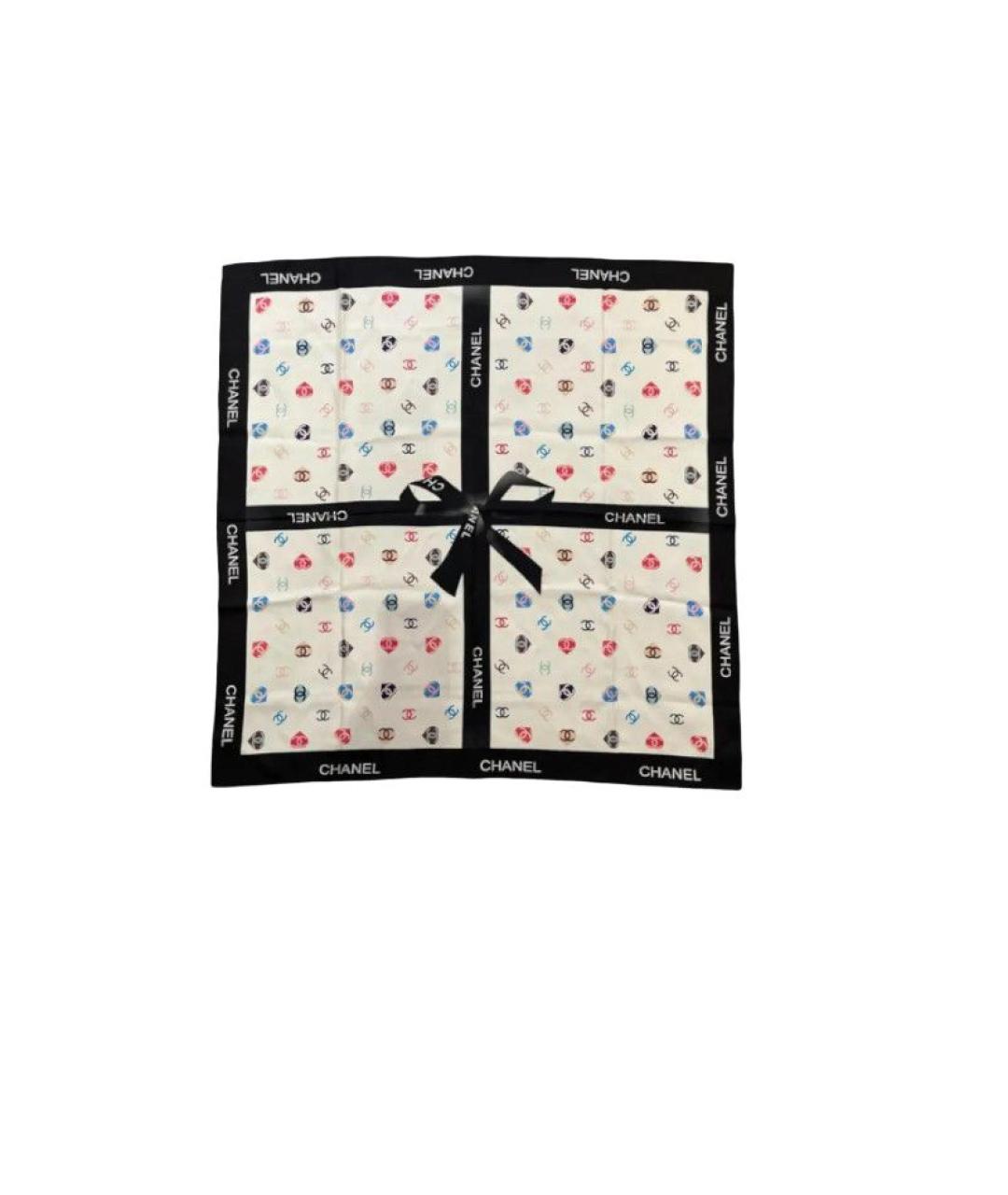 CHANEL Белый шелковый шарф, фото 3