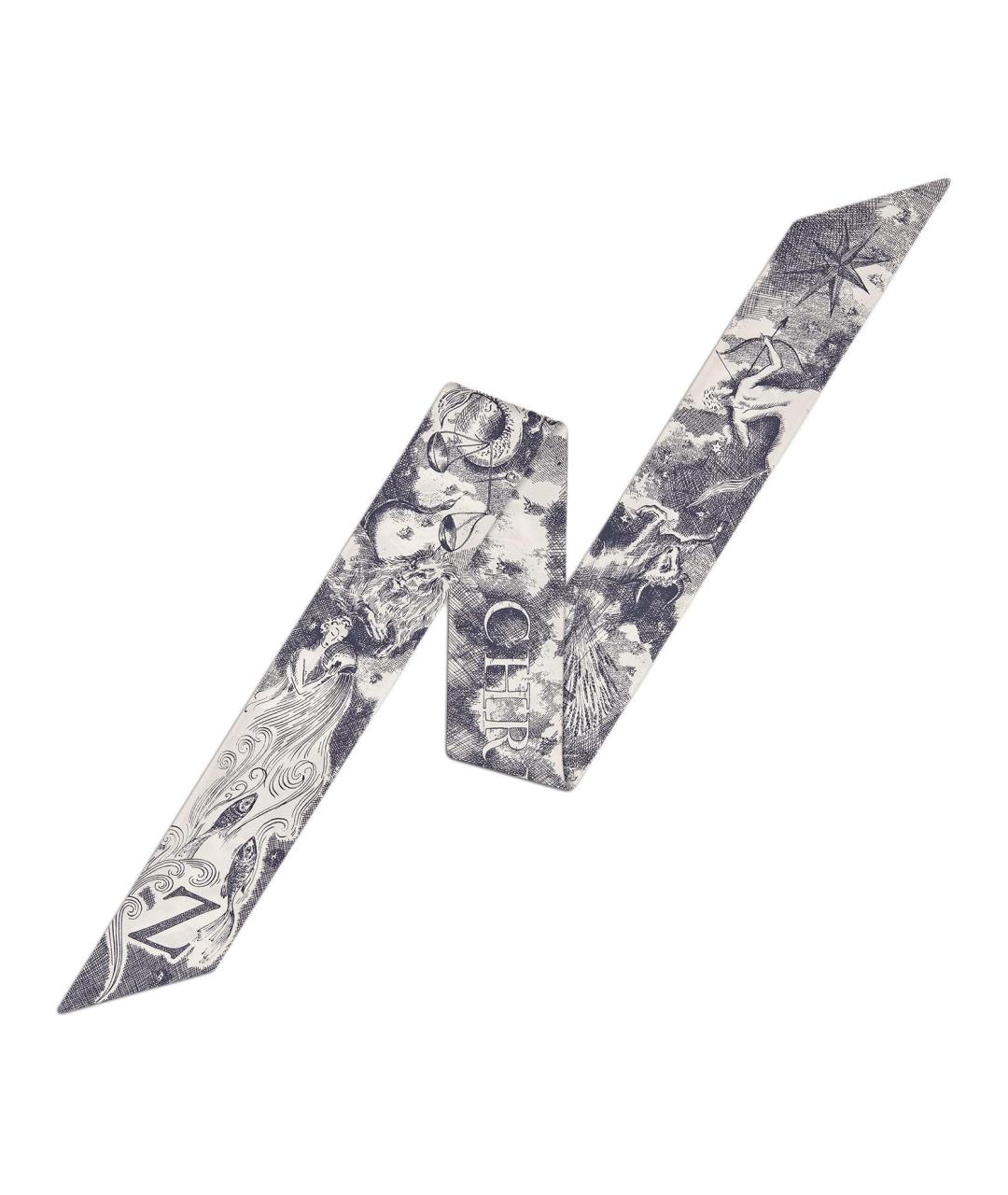 CHRISTIAN DIOR Серый шелковый шарф, фото 2