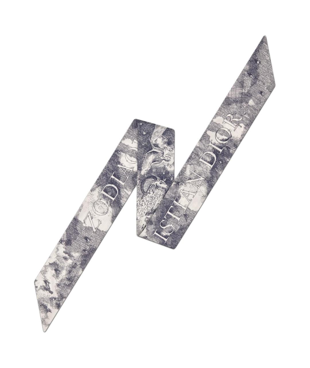 CHRISTIAN DIOR Серый шелковый шарф, фото 1